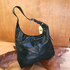 Black Snake Skin Print Hobo Purse